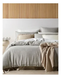 Sandy Cape Linen Quilt Cover Set In Pale Grey