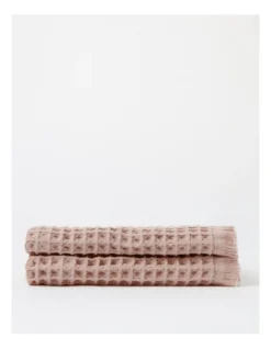 Waffle Hand Towel Pack In Dusty Pink