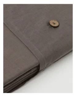 Fringed Linen Tablecloth Dark Stone -Australian House & Garden 804350530 3 720x928