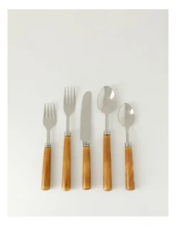 Wood Look Resin Cutlery Set 16pc