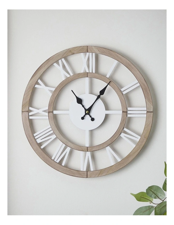 Noosa Wooden Roman Numerals Clock 40cm In Natural 4 Noosa Wooden Roman Numerals Clock 40cm In Natural - Image 2