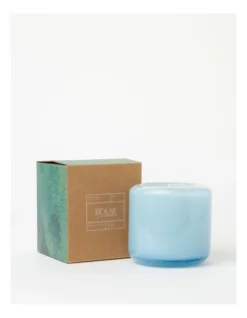 Sea Salt & Surf Scented Candle In Hand-Made Glass Jar 10.5cm In Blue