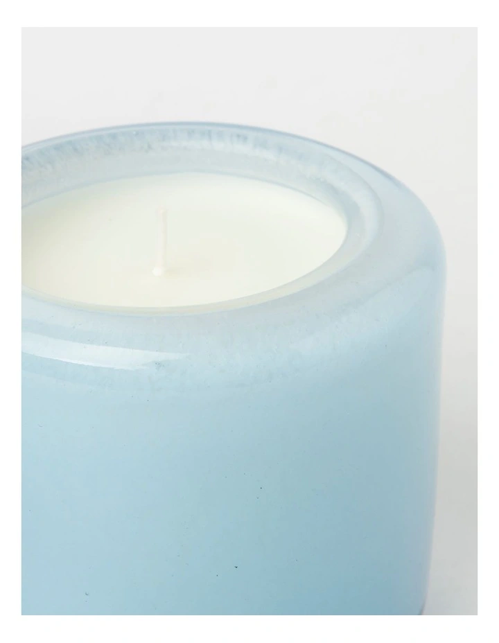 Sea Salt & Surf Scented Candle In Hand-Made Glass Jar 10.5cm In Blue 4 Sea Salt & Surf Scented Candle In Hand-Made Glass Jar 10.5cm In Blue - Image 2