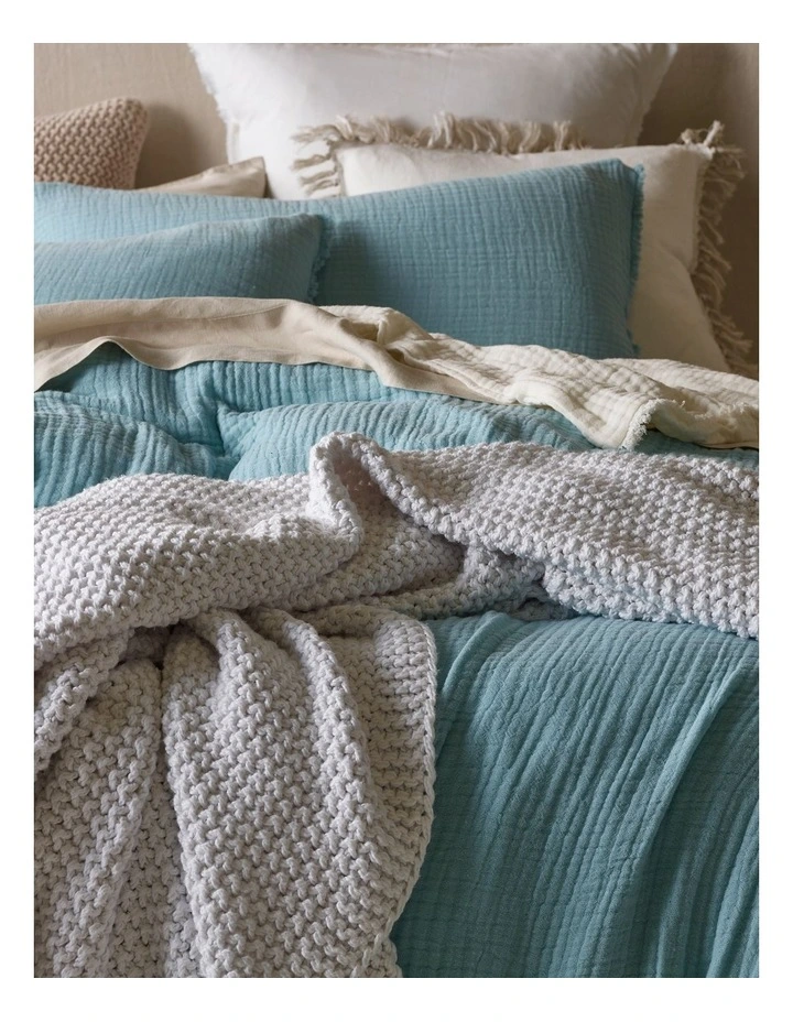 Alawa Cotton Gauze Quilt Cover Set Blue 4 Alawa Cotton Gauze Quilt Cover Set Blue - Image 2