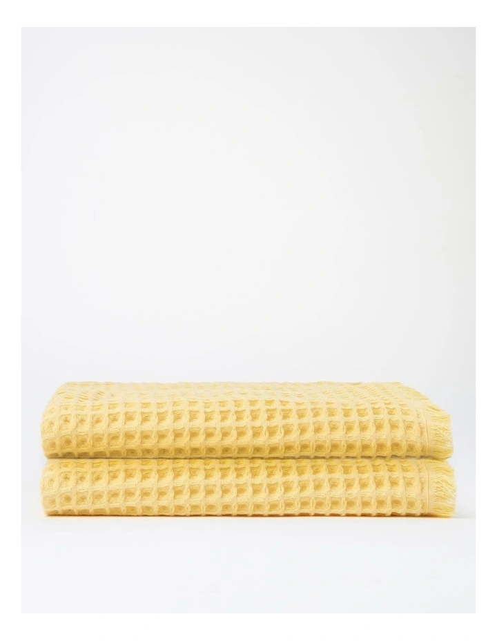 Waffle Bath Towel In Yellow 3 Waffle Bath Towel In Yellow