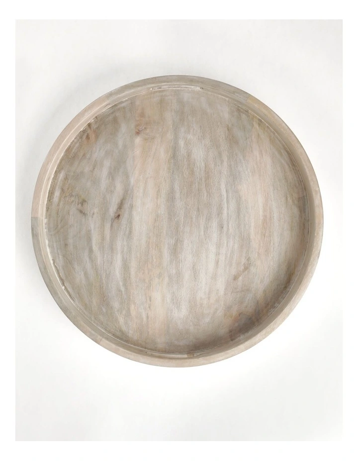 Nordic White Washed Large Round Serving Tray 4 Nordic White Washed Large Round Serving Tray - Image 2