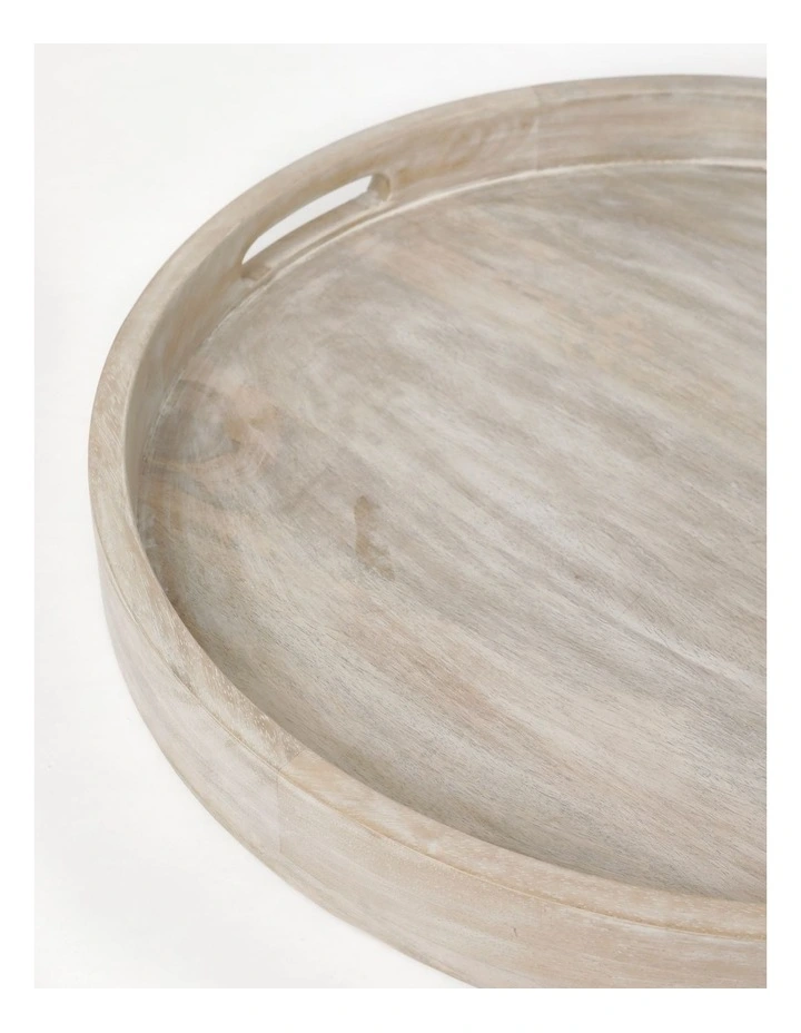 Nordic White Washed Large Round Serving Tray 5 Nordic White Washed Large Round Serving Tray - Image 3