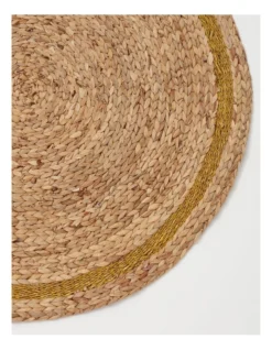 Tribe Gold Rim Water Hyacinth & Seagrass Rug 120cm In Natural -Australian House & Garden 897919660 2 720x928