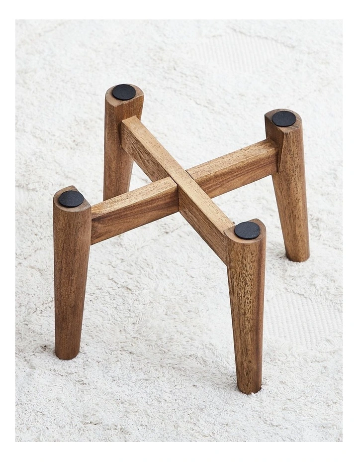 Marella 36.5x26x26cm Planter Pot On Wooden Stand Small In Brown 6 Marella 36.5x26x26cm Planter Pot On Wooden Stand Small In Brown - Image 4