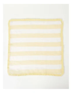 Fringed Linen Napkin Set Of 4 Wide Stripe In Yellow