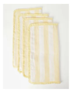 Fringed Linen Napkin Set Of 4 Wide Stripe In Yellow 7 Fringed Linen Napkin Set Of 4 Wide Stripe In Yellow -Australian House & Garden 900877060 3 1 720x928