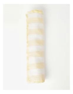 Fringed Linen Table Runner Wide Stripe In Yellow -Australian House & Garden 900877150 4 720x928