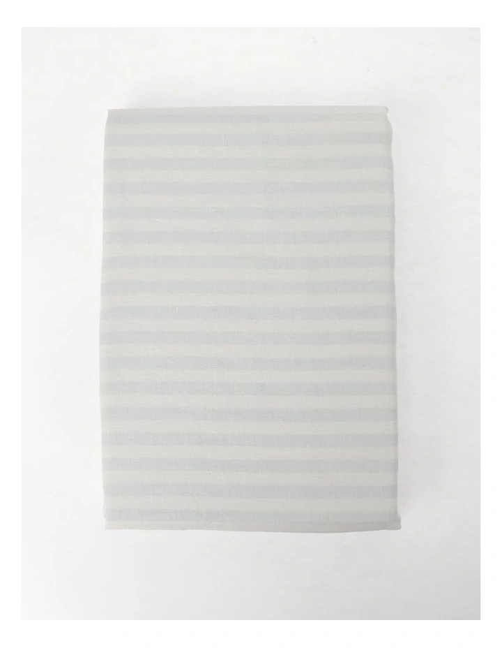 Fringed Linen Tablecloth Fine Lines In Morning Mist 4 Fringed Linen Tablecloth Fine Lines In Morning Mist - Image 2