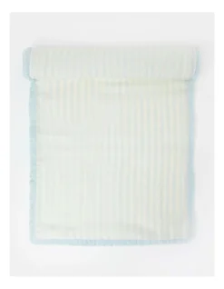 Fringed Linen Table Runner Fine Lines In Morning Mist