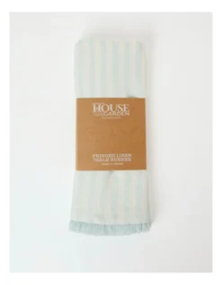 Fringed Linen Table Runner Fine Lines In Morning Mist -Australian House & Garden 900877510 3 720x928