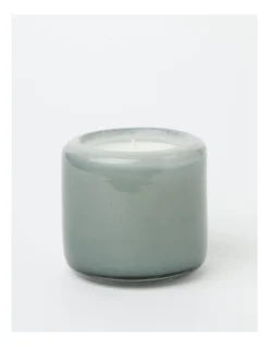 Vetiver & Cedarwood Candle In Hand-Made Glass Jar In Grey