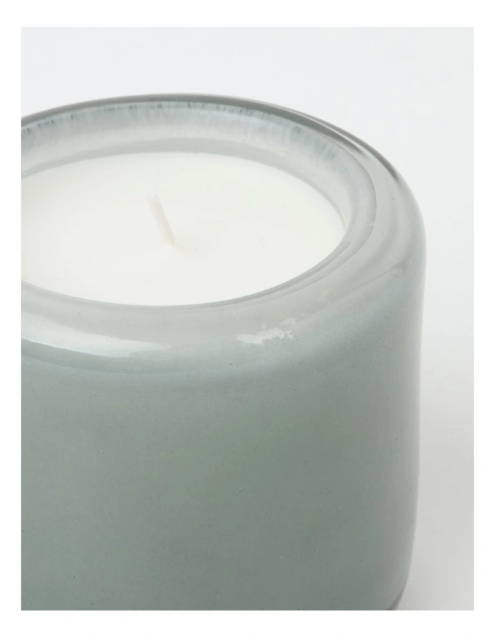 Vetiver & Cedarwood Candle In Hand-Made Glass Jar In Grey 4 Vetiver & Cedarwood Candle In Hand-Made Glass Jar In Grey - Image 2