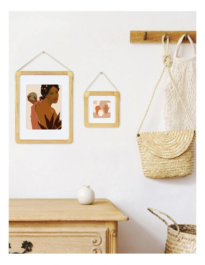 Hanging Wood Photo Frame 6x6 Matted To 4x4 In Natural 4 Hanging Wood Photo Frame 6x6 Matted To 4x4 In Natural - Image 2