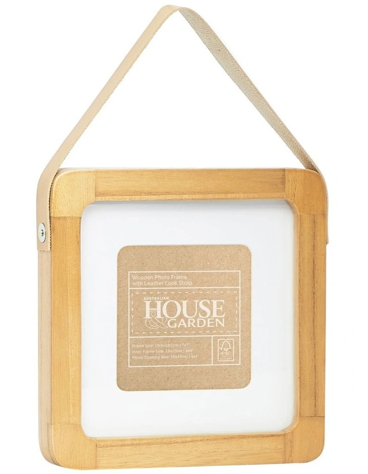 Hanging Wood Photo Frame 6x6 Matted To 4x4 In Natural 5 Hanging Wood Photo Frame 6x6 Matted To 4x4 In Natural - Image 3