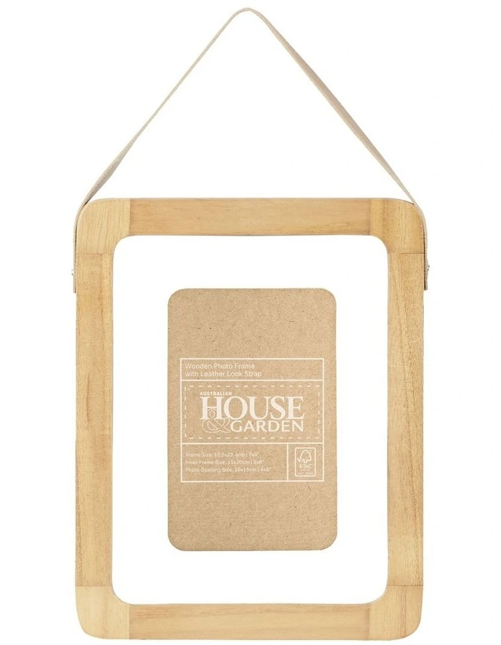 Wooden Photo Frame With Leather Look Strap 8x6 Matted To 4x6 In Natural 3 Wooden Photo Frame With Leather Look Strap 8x6 Matted To 4x6 In Natural