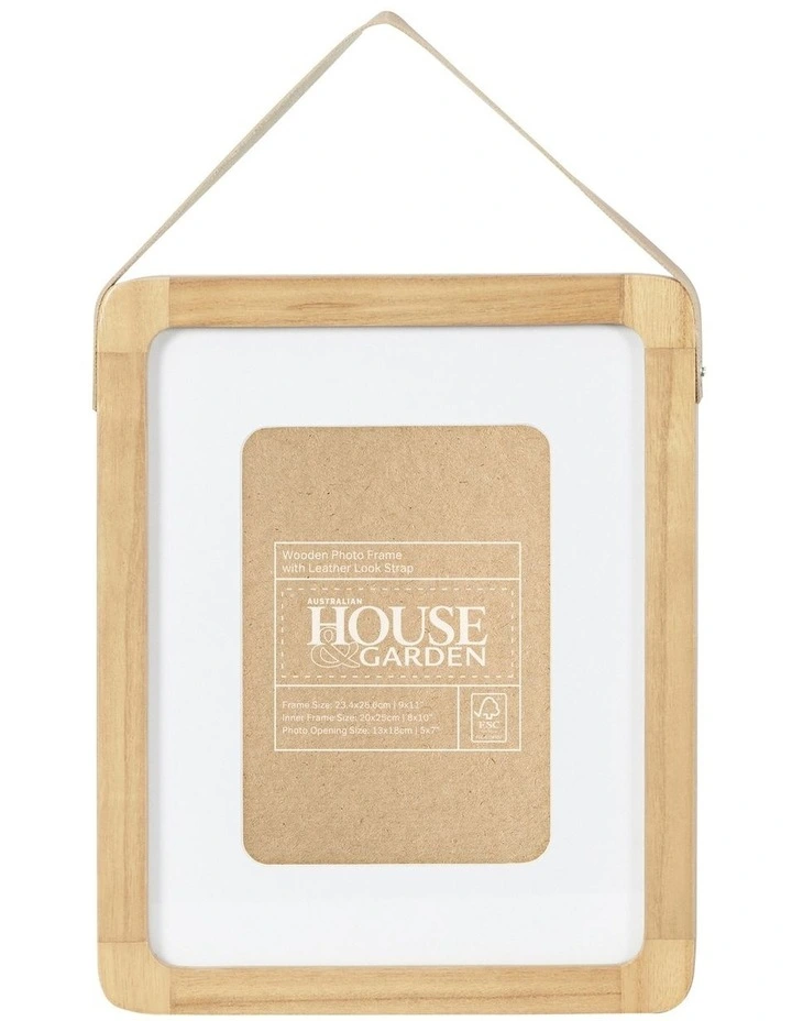 Wooden Photo Frame With Leather Look Strap 8x10 Matted To 5x7 In Natural 3 Wooden Photo Frame With Leather Look Strap 8x10 Matted To 5x7 In Natural