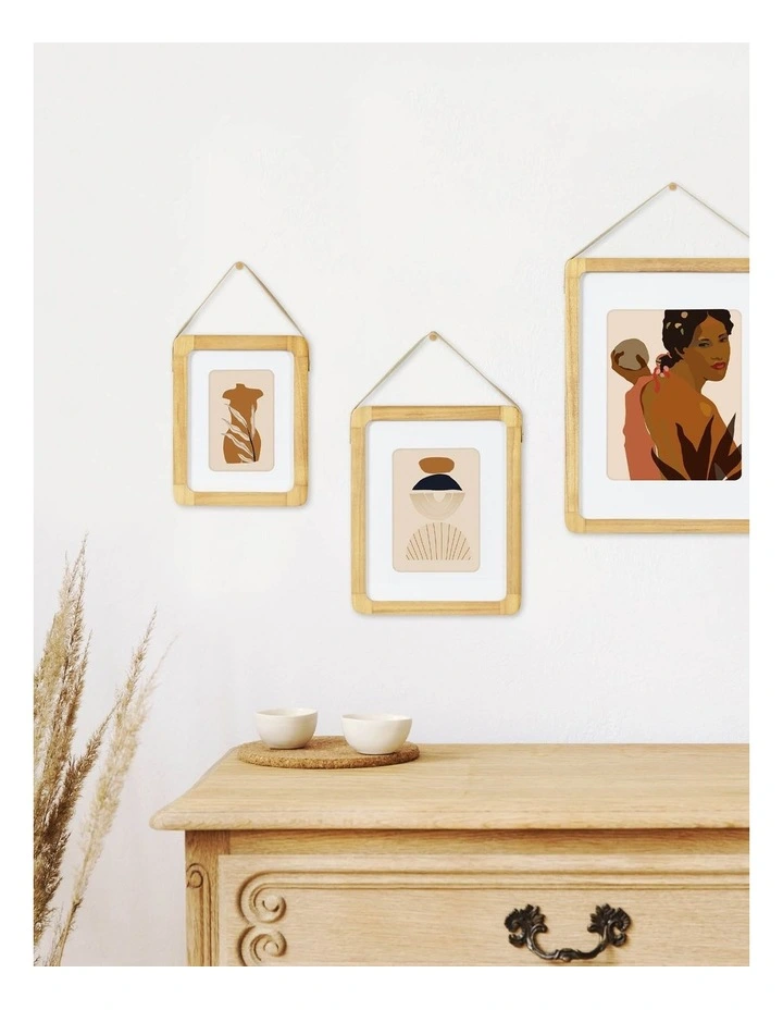 Wooden Photo Frame With Leather Look Strap 8x10 Matted To 5x7 In Natural 4 Wooden Photo Frame With Leather Look Strap 8x10 Matted To 5x7 In Natural - Image 2