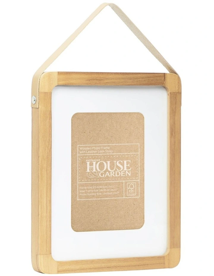 Wooden Photo Frame With Leather Look Strap 8x10 Matted To 5x7 In Natural 5 Wooden Photo Frame With Leather Look Strap 8x10 Matted To 5x7 In Natural - Image 3