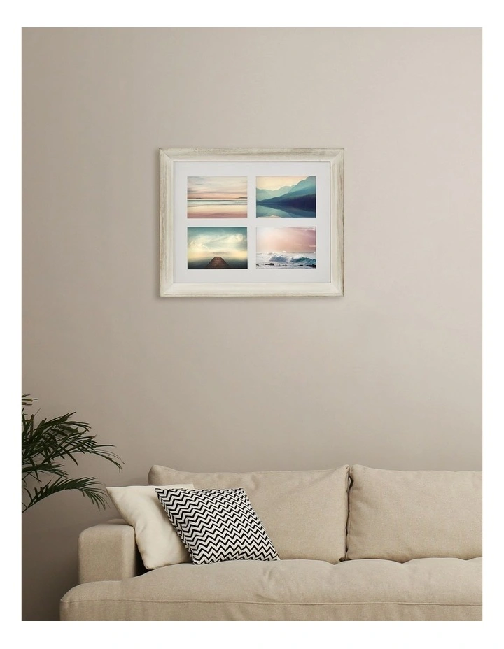 Wood Photo Frame 18x14 Matted To 4x5x7 In White Wash 4 Wood Photo Frame 18x14 Matted To 4x5x7 In White Wash - Image 2