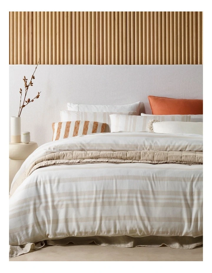 Walter Tencel Linen Block Quilt Cover Set In Natural 3 Walter Tencel Linen Block Quilt Cover Set In Natural