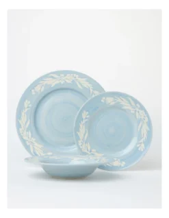 Australian Floral Mask 12 Peice Dinner Set In Blue