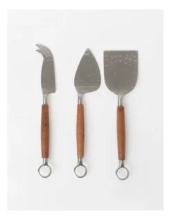 Alpha Hammered Cheese Knife Set Of 3 In Natural