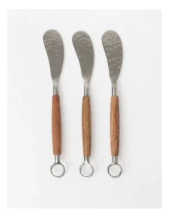 Alpha Hammered Pate Knives Set Of 3 In Natural