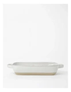 Esperance Wiped Edge Rectangular Baker 43x23x7cm In White/Sand
