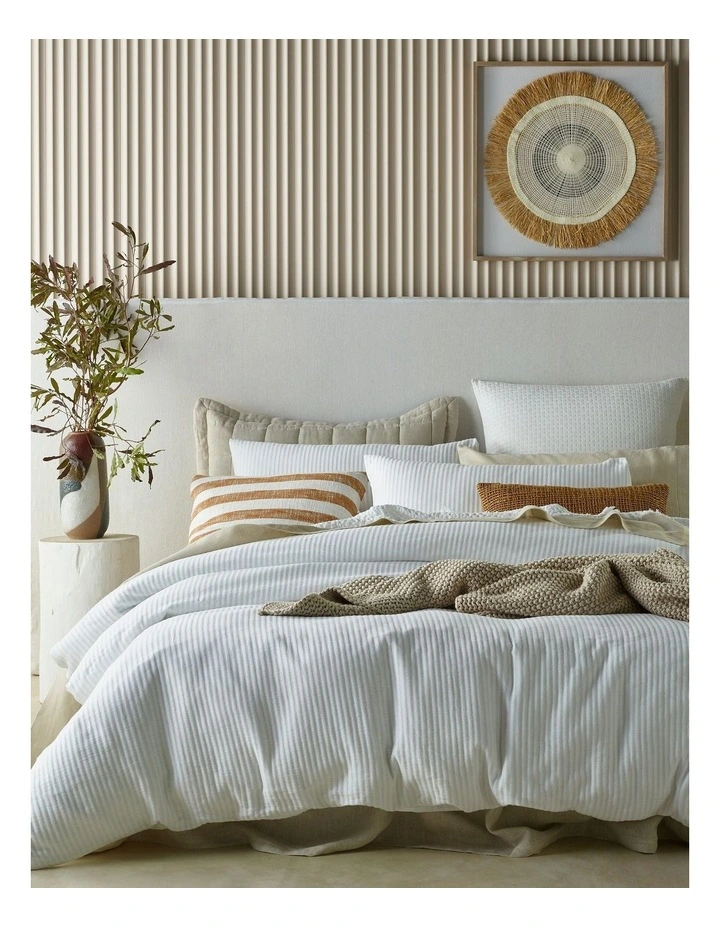 Albany Stripe Matelasse Quilt Cover In White 3 Albany Stripe Matelasse Quilt Cover In White